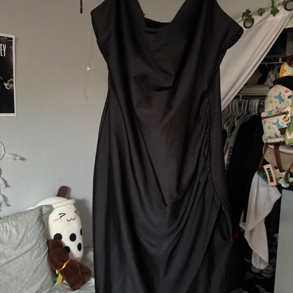Windsor Black One Shoulder Cowl Neck Gown